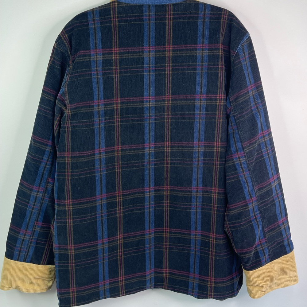 Vintage Herman Geist 90’s  Reversible Barn Coat Denim-Plaid Corduroy Size L - Picture 8 of 12